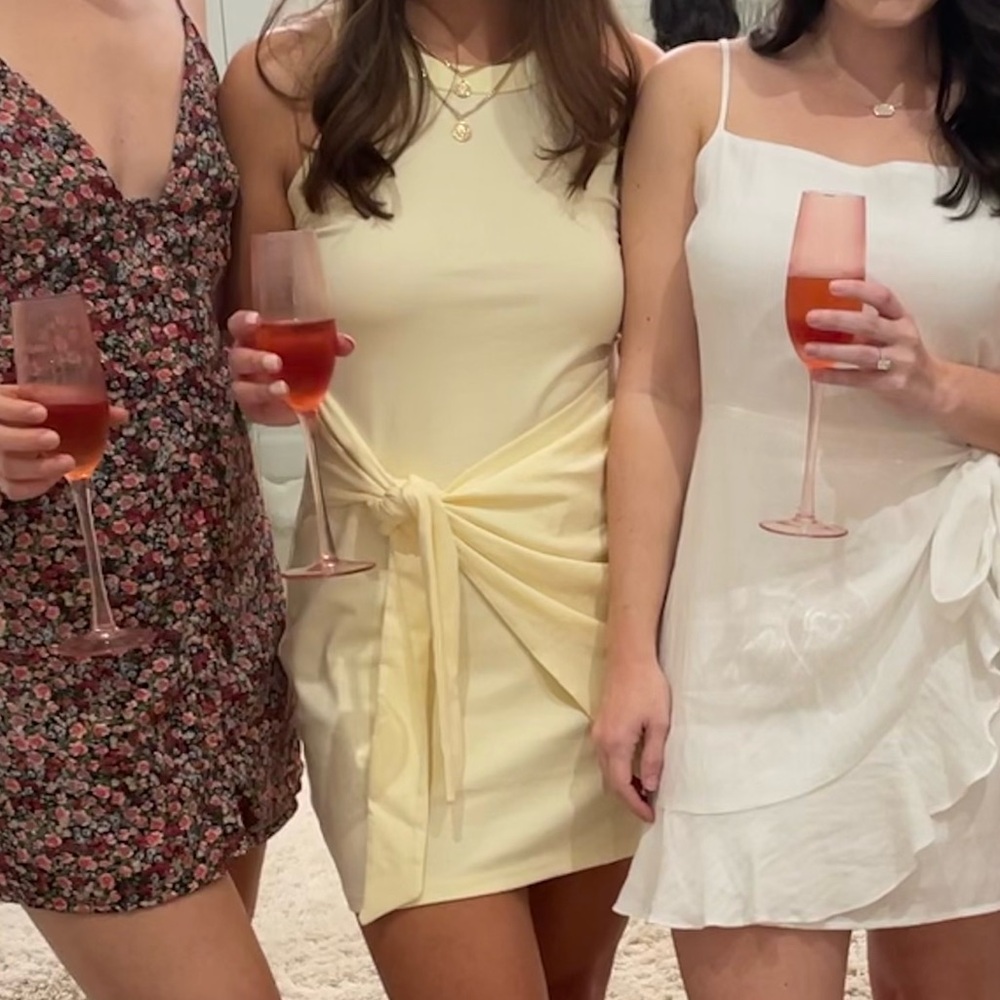 Yellow Wrap Mini Dress